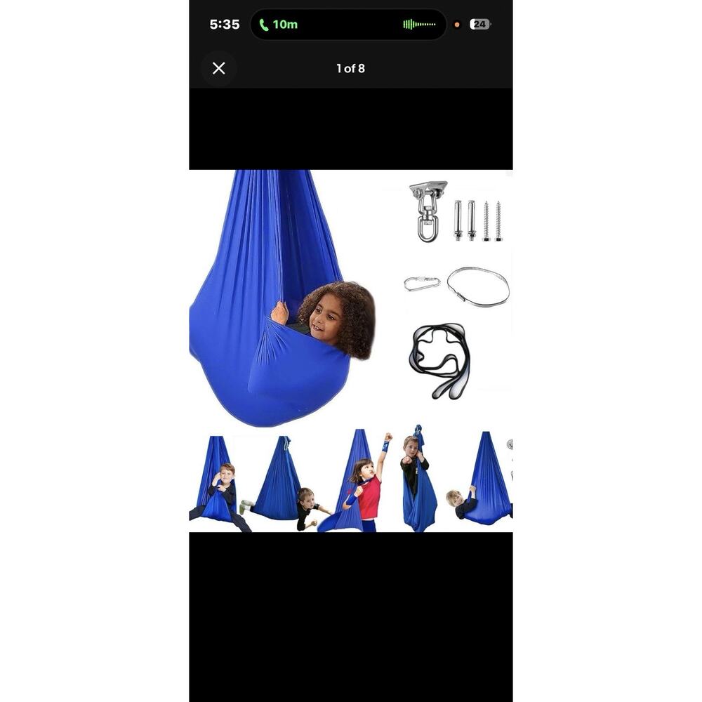 Aokitec Sensory Swing Blue Tactile Sensory Toy for Kids Ages 4-11 Indoor Outdoor